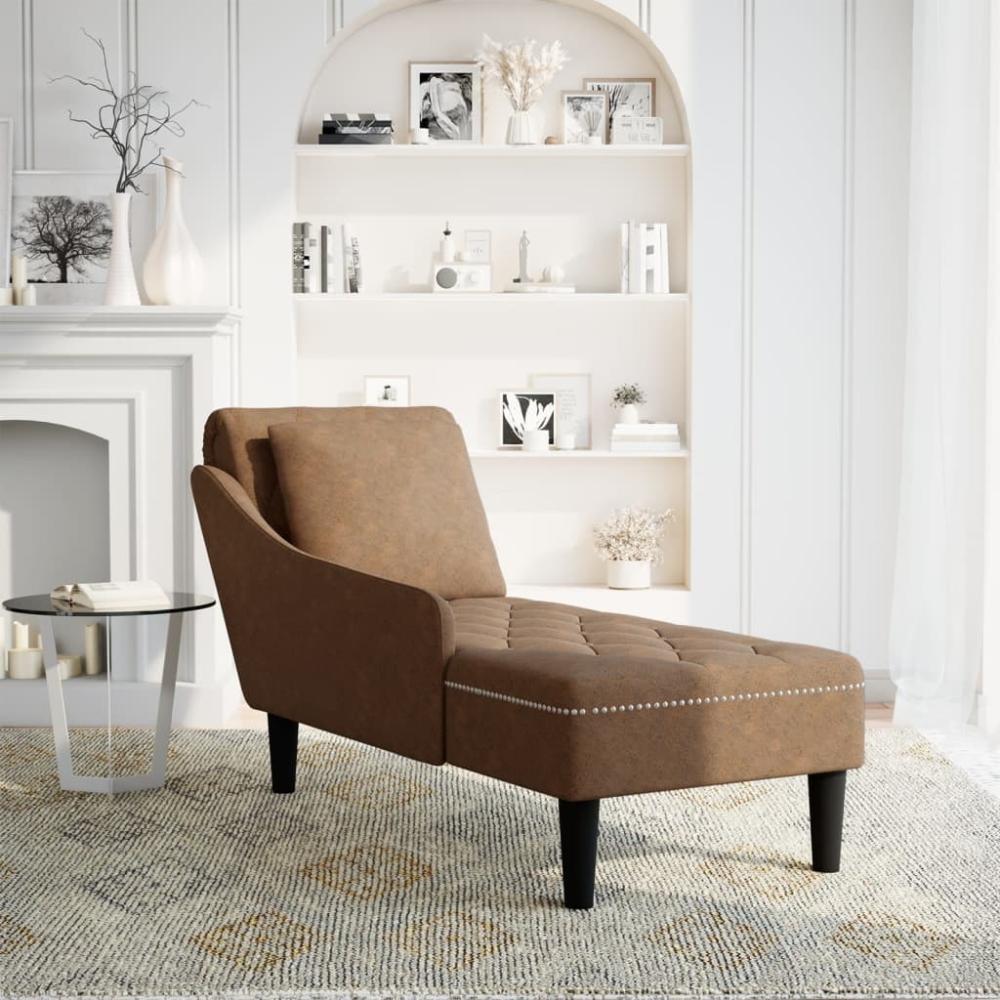 vidaXL Chaiselongue mit Kissen und Rechter Armlehne Braun Kunstleder 4009780 Bild 1