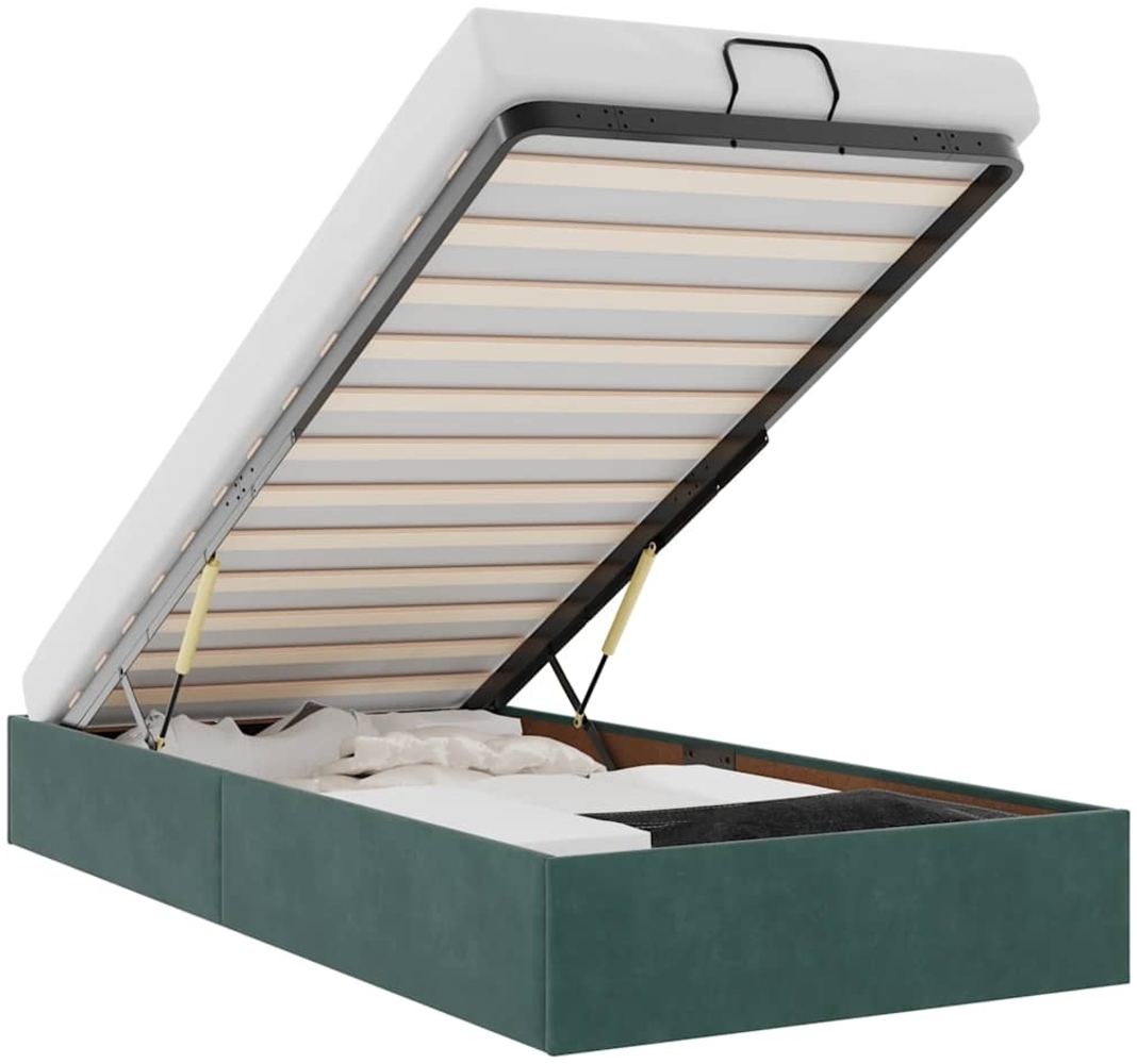 vidaXL Ottoman-Bett ohne Matratze Dunkelgrün 90x200 cm Samt 3310940 Bild 1