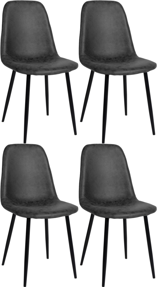 DELUKE® Esszimmerstühle 4er Set MOVI - Schwarz Kunstleder, Metall 88x44x51cm Strapazierfähiger & pflegeleichter Bezug Esszimmerstuhl Stuhl Esszimmer Küchenstühle Wohnzimmerstühle Bild 1