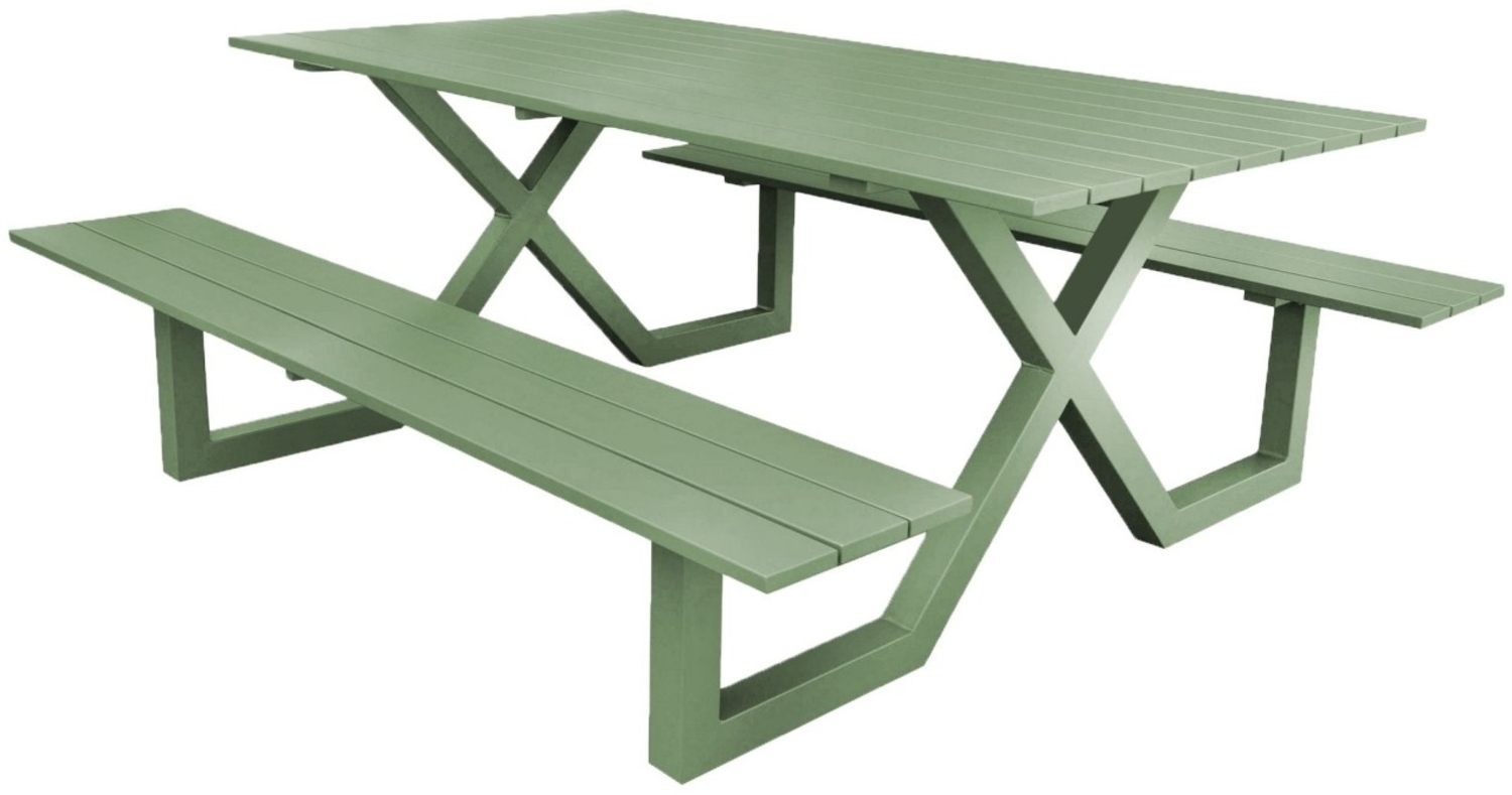 osoltus Alu Picknick Gartentisch Bank Naples lindgrün 180cm Bild 1