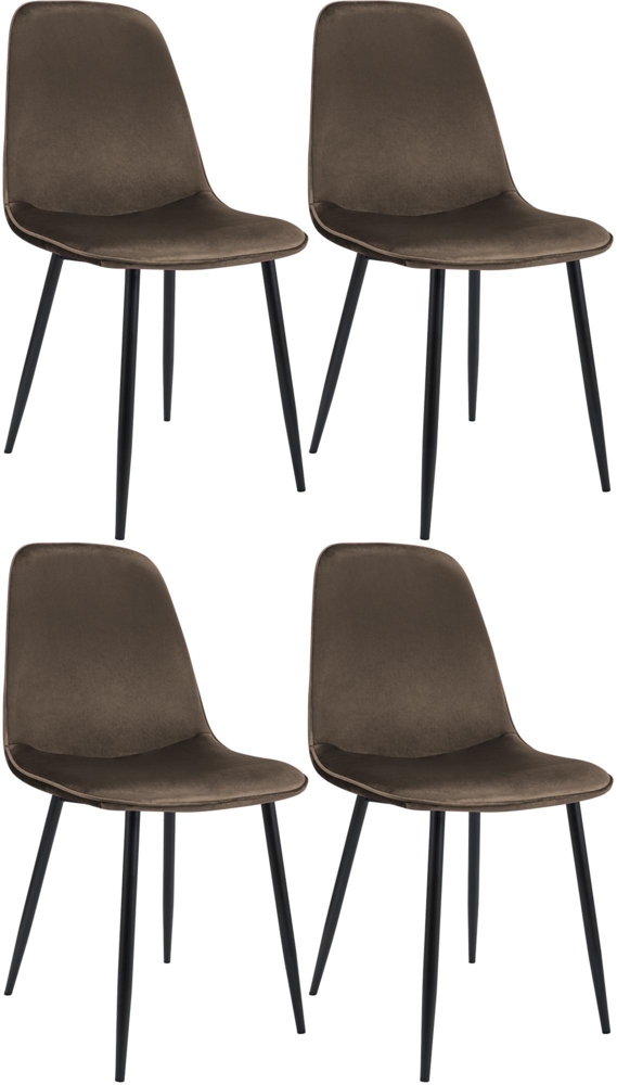 CLP 4er Set Esszimmerstuhl Maryam gepolstert mit Rückenlehne,braun Samt Bild 1