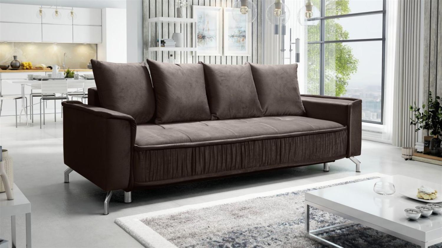 Schlafsofa Sofa 3-Sitzer FLORENCE Stoff Element Braun Bild 1