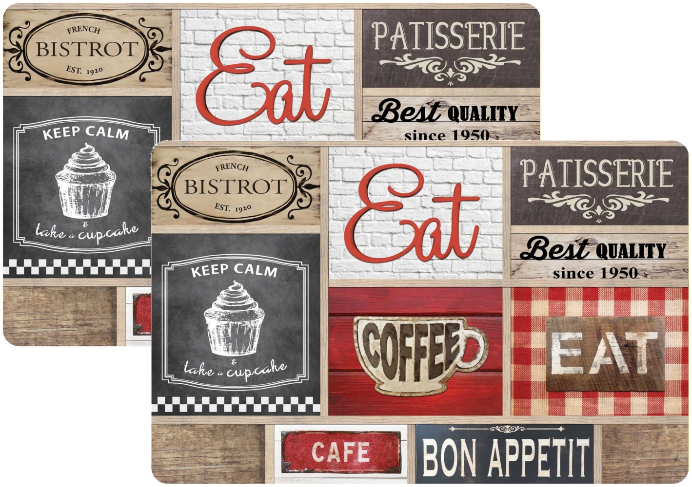 Tischset Coffee Shop Kunststoff Platzset Untersetzer Platzmatten abwaschbar, 2 Stück Bild 1