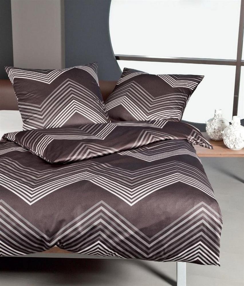 Janine Messina Mako-Satin Bettwäsche 155x220 Zickzack braun 43068-07 Bild 1