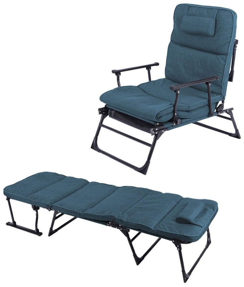 Gartenliege und Relaxsessel inkl. Polster, Stahl Schwarz, 181 x 59 x 32/90 cm Bild 1