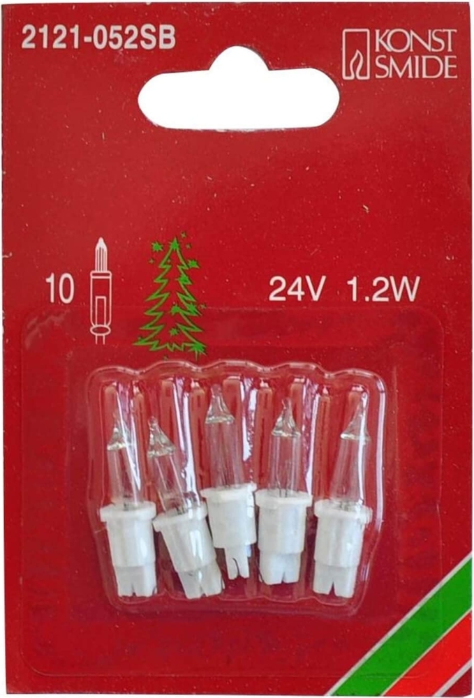 Konstsmide 2121-052SB Ersatzbirne / für Minilichterketten , Glühlampe, / 24V, 1,2W / 5er Blister / Steckfassung, Pack of 5, weiß Bild 1