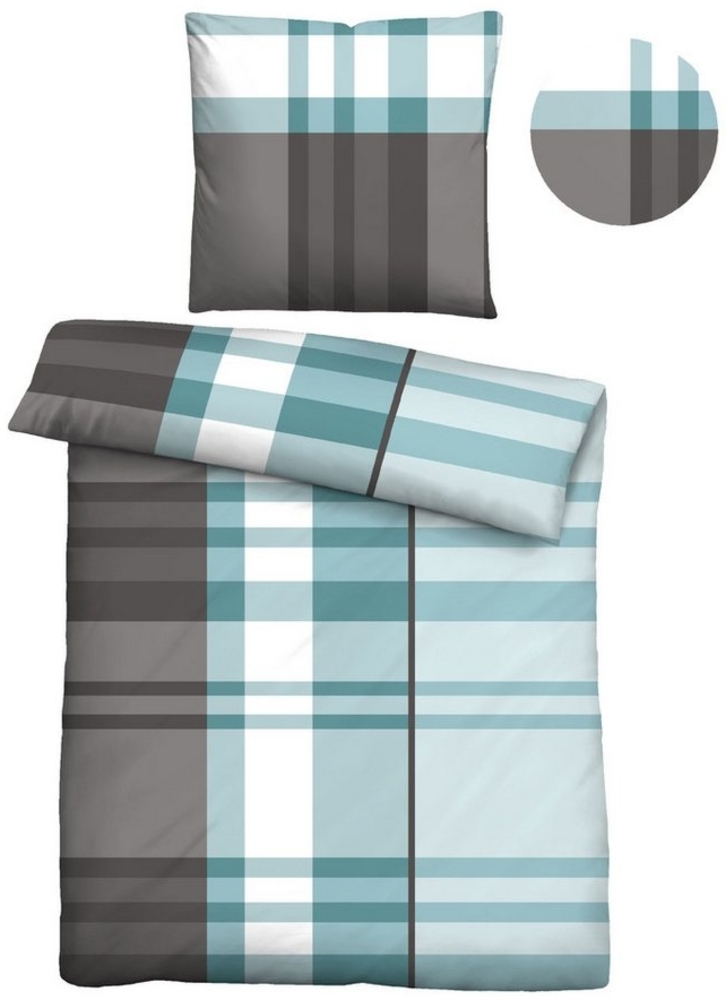 Traumhaft schlafen - Castell - Markenbettwäsche Polycotton Biber 0350355 KARO, türkis, 1x 135x200 cm + 1x 80x80 cm Bild 1