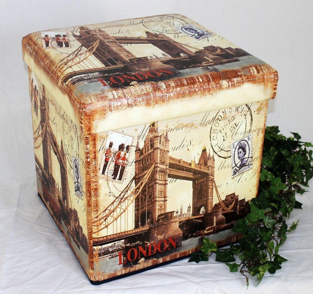 Hocker aus Kunstleder Sitzhocker 2216 Aufbewahrungsbox 40cm Sitzwürfel Truhe Korb Bild 1