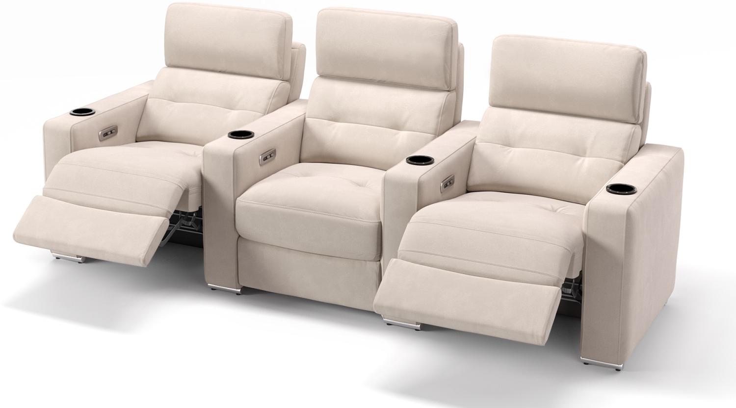 Sofanella BARI Heimkino 3-Sitzer Stoffbezug Sofa in Creme Bild 1