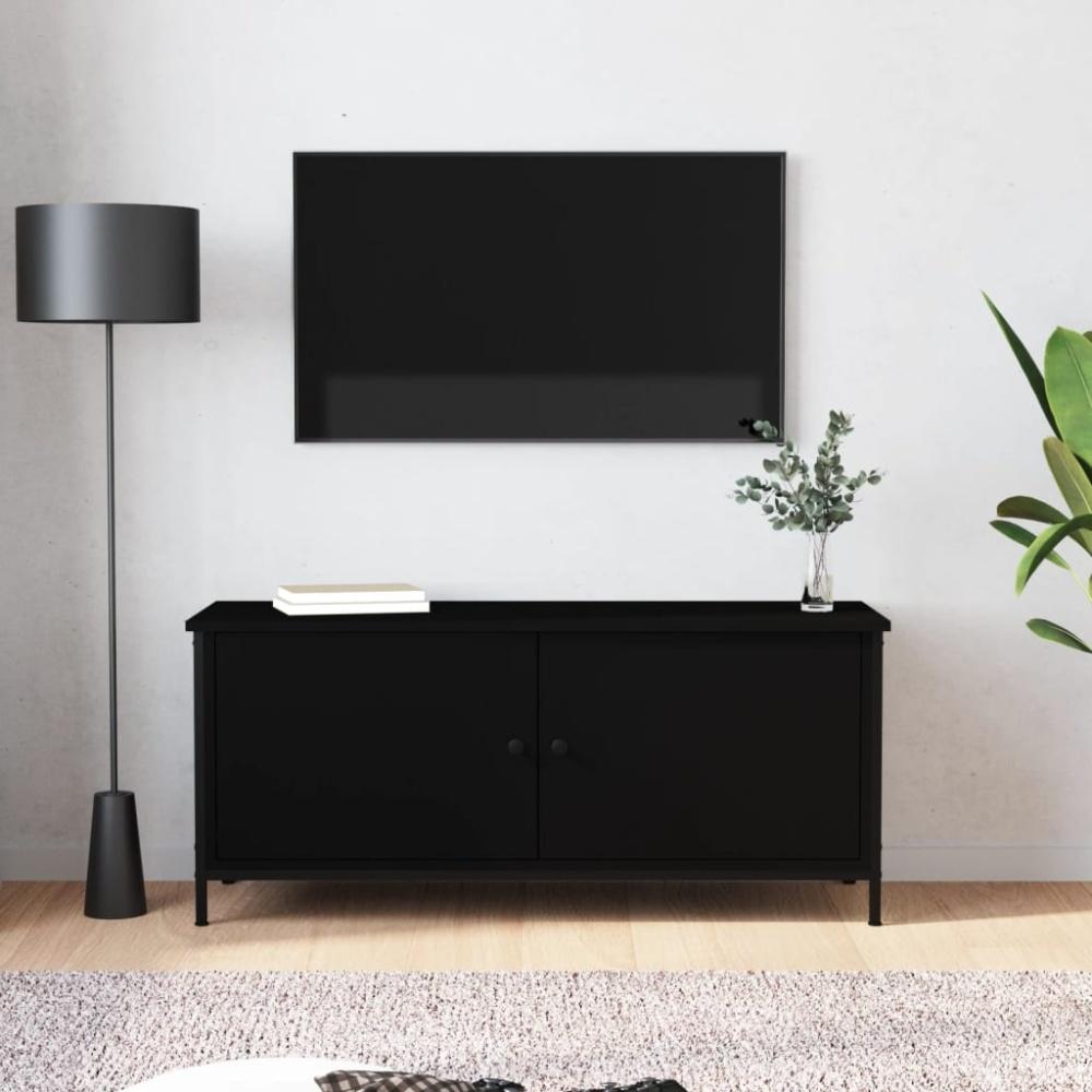 vidaXL TV-Schrank mit Türen Schwarz 102x35x45 cm Holzwerkstoff 826290 Bild 1