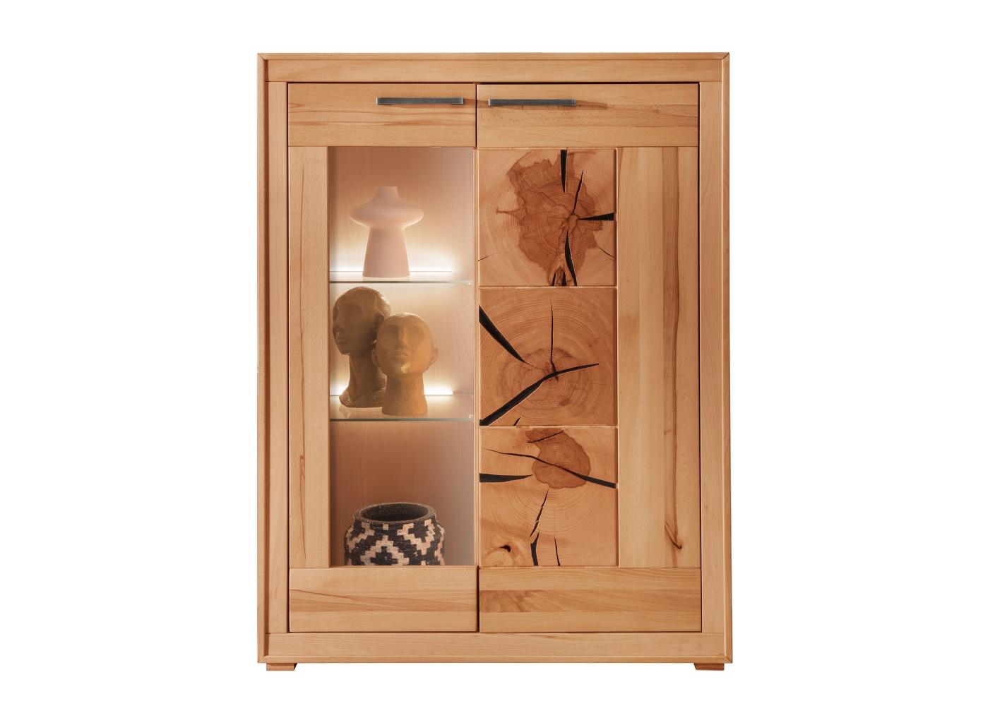 Highboard >WZ-0315< (BxHxT: 103x135x40 cm) in natur geölt - 103x135x40 (BxHxT) Bild 1