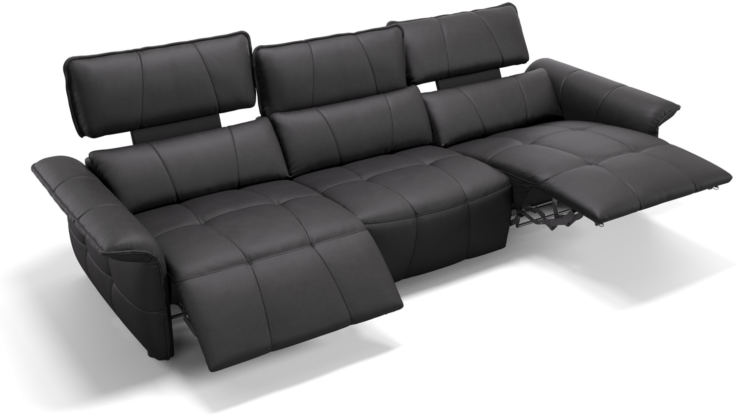 Sofanella Dreisitzer ADRIA XXL Ledercouch Sofa in Schwarz S: 242 Breite x 101 Tiefe Bild 1