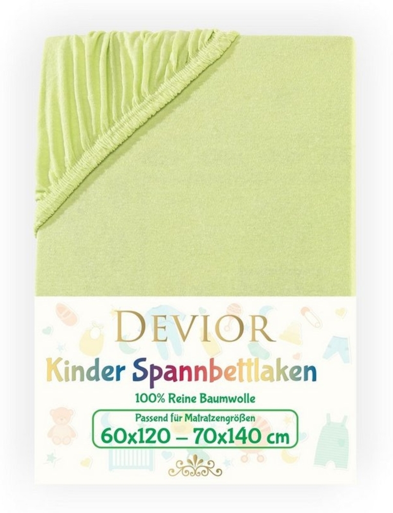 Devior Spannbettlaken Kinder Spannbetttuch 60x120 - 70x140 cm Bettlaken Tuch 100% Baumwolle, Jersey, Gummizug: Rundumgummizug, Matratzen Bezug bis 12cm Matratzenhöhe Bild 1