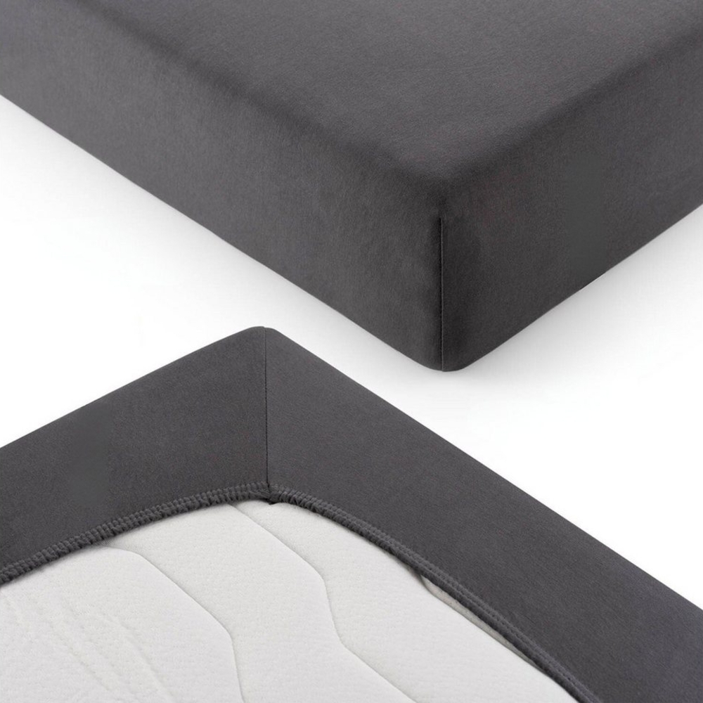 Blumtal® Spannbettlaken für Topper 90x200 cm Basics Jersey im 2er Set - Bettlaken 90x200 cm aus 100% Baumwolle - Oeko-TEX zertifiziertes Spannbetttuch 90x200 cm - Topper Spannbettlaken - Anthrazit Bild 1
