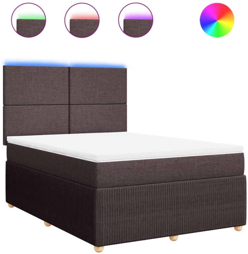 vidaXL Boxspringbett mit Matratze Dunkelbraun 140x190 cm Stoff 3294347 Bild 1