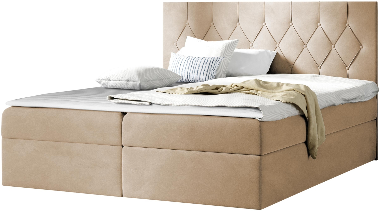 Boxspringbett Simori, Beige, 120 x 200 cm Bild 1