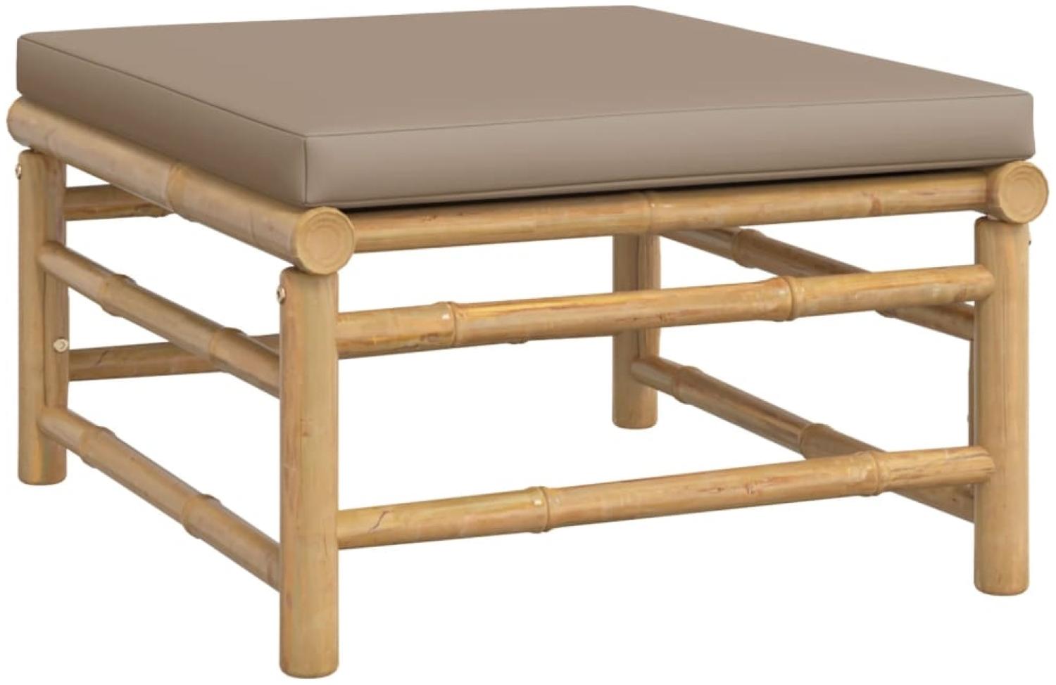 vidaXL Gartenhocker mit Taupe Kissen Bambus 362288 Bild 1
