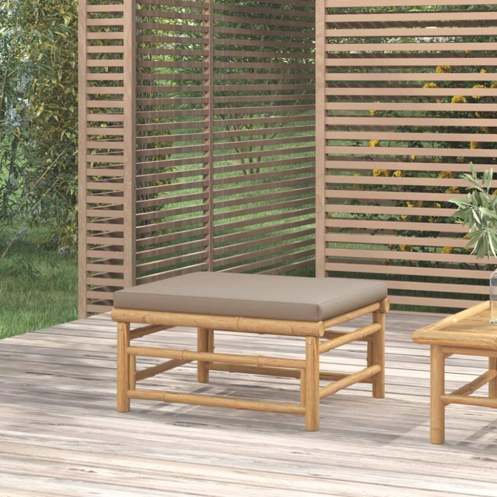 vidaXL Gartenhocker mit Taupe Kissen Bambus 362288 Bild 1