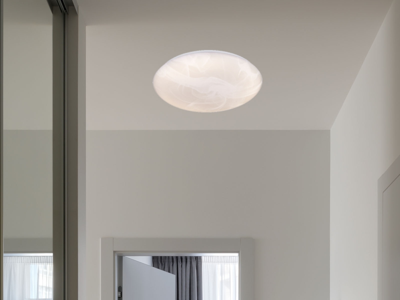 LED Deckenleuchte UMBRIA flach, Weiß marmoriert, rund Ø 38cm Bild 1
