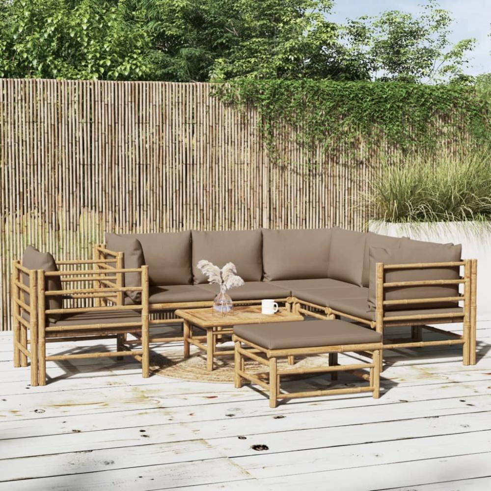 vidaXL 8-tlg. Garten-Lounge-Set mit Kissen Taupe Bambus Bild 1