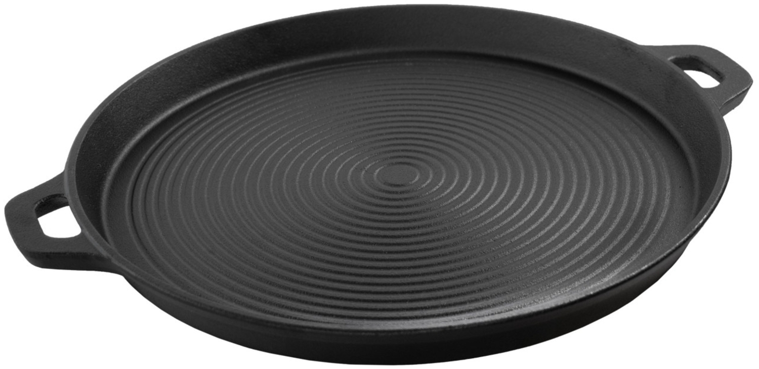 Gusseisen Plancha Ø 35cm Grillplatte rund eingebrannt BBQ Grillpfanne Bild 1