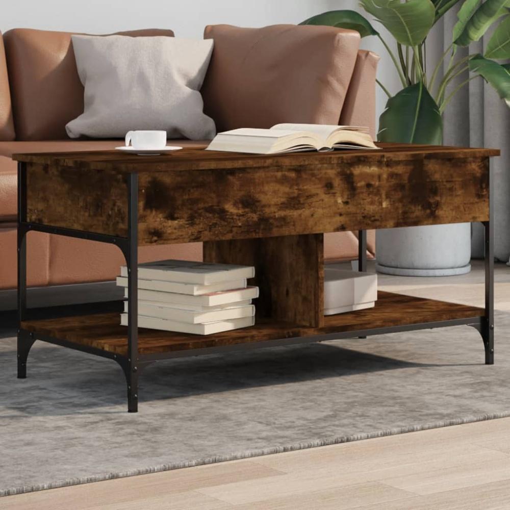 vidaXL Couchtisch Räuchereiche 100x50x50 cm Holzwerkstoff und Metall 845368 Bild 1