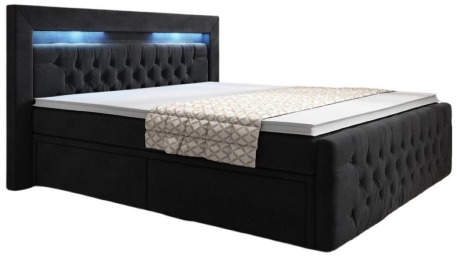 Luxusbetten24 Boxspringbett Menzogna, mit LED-Beleuchtung und Stauraum Bild 1