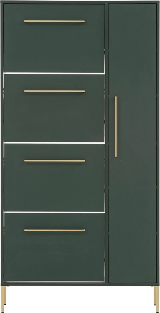 Lomadox Schuhschrank KELLA-80 Flur Schrank Schuhkipper grün, Metallfüße goldfarben 88,4x174,2x30 cm Bild 1