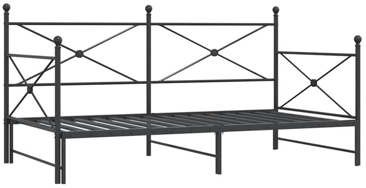 vidaXL Tagesbett Ausziehbar ohne Matratze Schwarz 100x200 cm Stahl 4104677 Bild 1