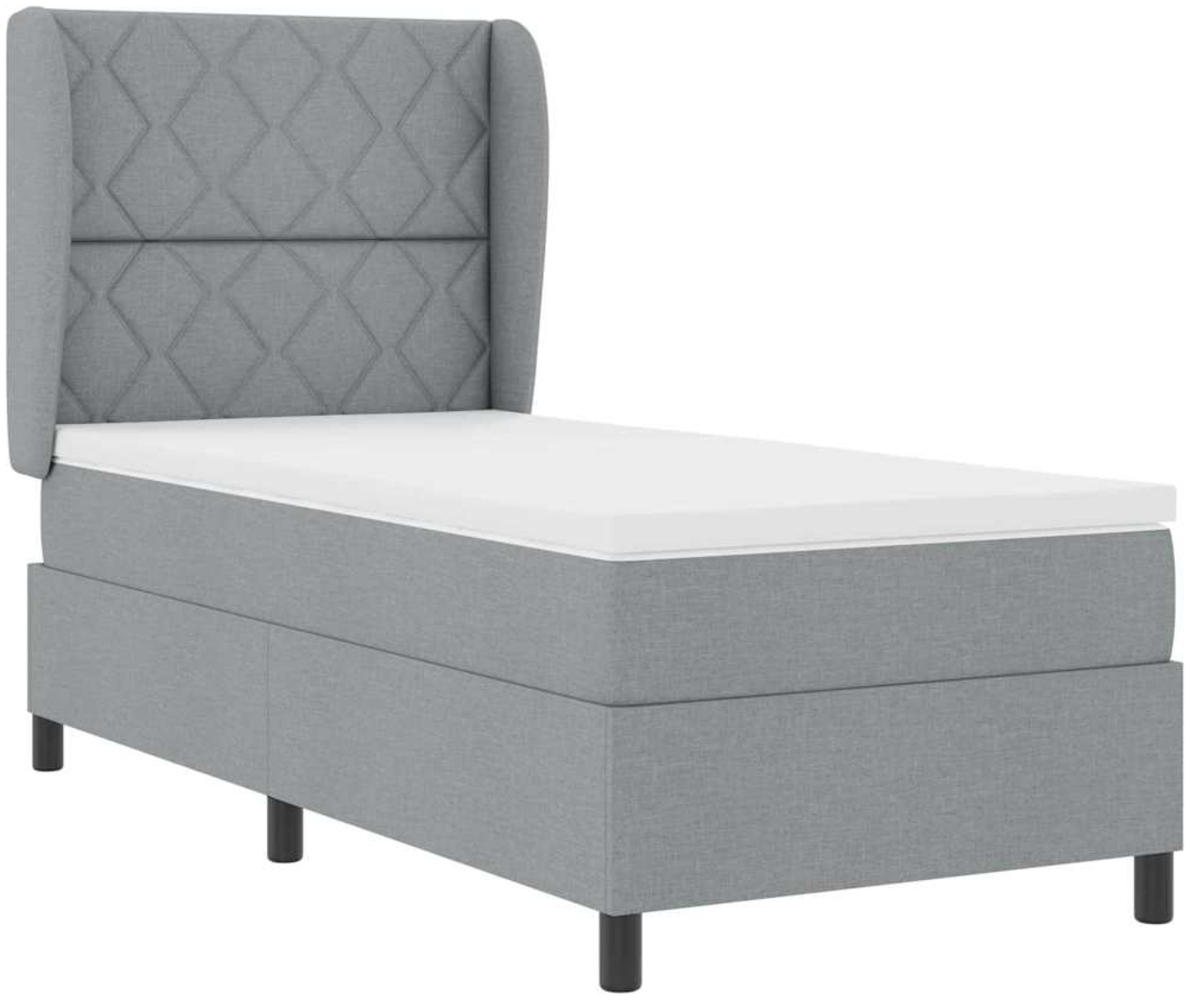 vidaXL Boxspringbett mit Matratze Hellgrau 100 x 200 cm Stoff 3340613 Bild 1