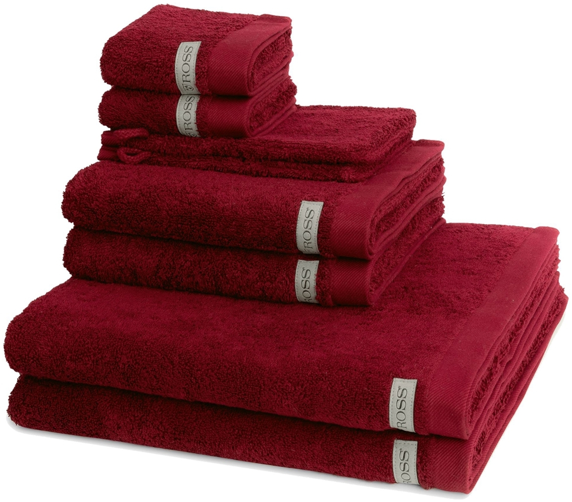 Ross Sinfonie 8 tlg. Frottier-Set - 2 X Handtuch (50 X 100cm), 2 X Duschtuch (70 X 140cm), 2 X Gästetuch (30 X 50cm), 2 X Waschhandschuh (16 X 22cm) - 500 g/m2 - Granat Bild 1