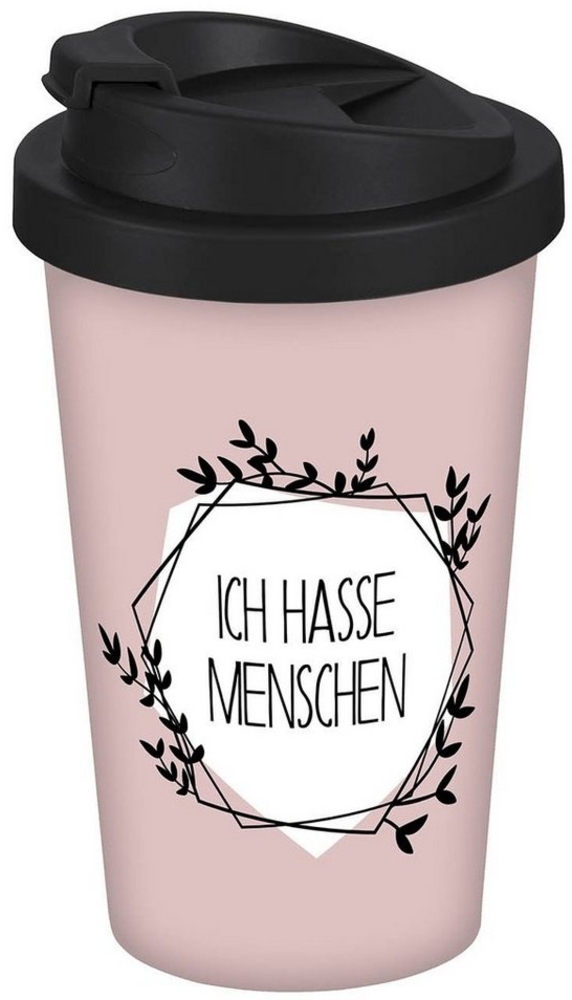 Geda Labels GmbH Coffee-to-go-Becher Ich hasse Menschen, PP, Rosa, 400 ml, doppelwandig, auslaufsicher Bild 1