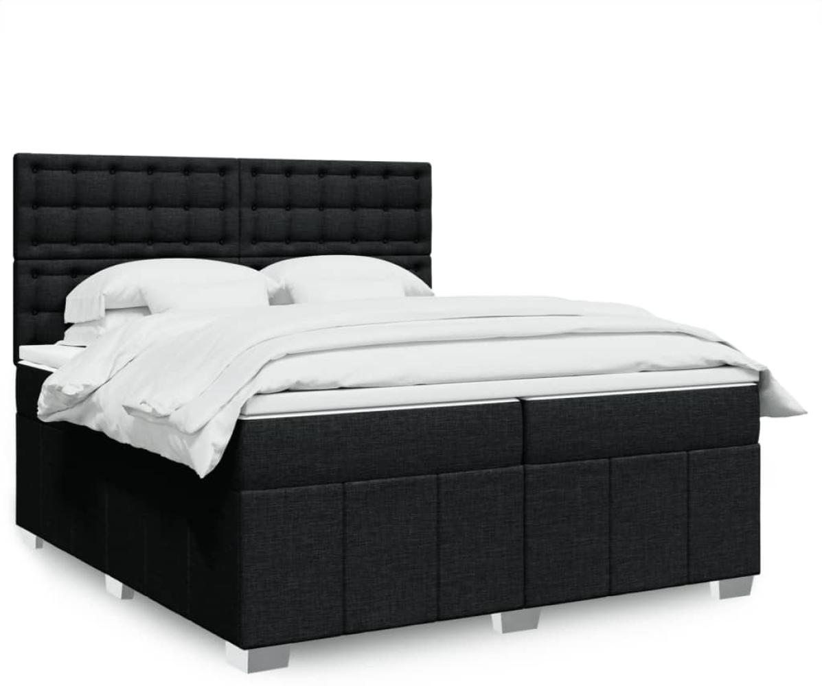 vidaXL Boxspringbett mit Matratze Schwarz 200x200 cm Stoff 3294091 Bild 1