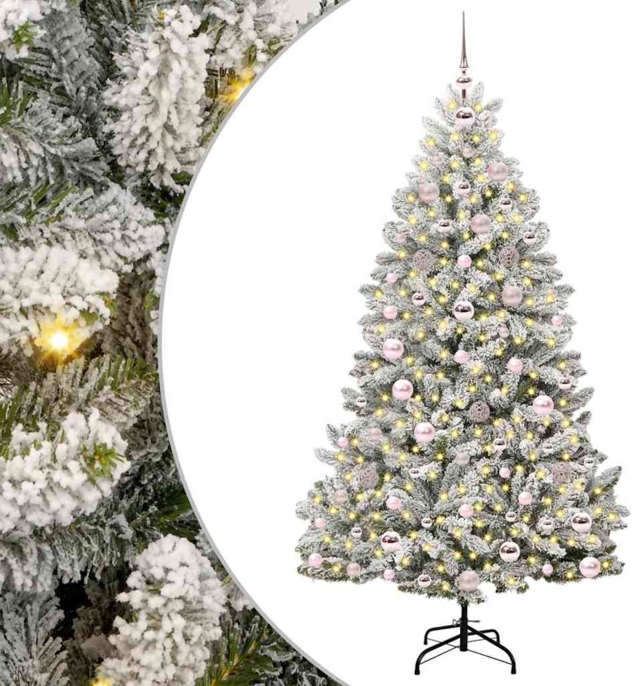 vidaXL Künstlicher Weihnachtsbaum Grün und Weiß 180 cm PVC und Metall 3395750 Bild 1