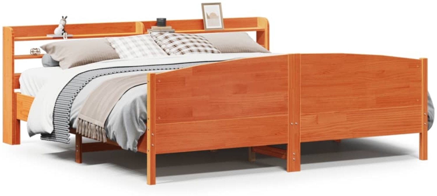 vidaXL Massivholzbett ohne Matratze Wachsbraun 200x200 Kiefernholz 3306956 Bild 1