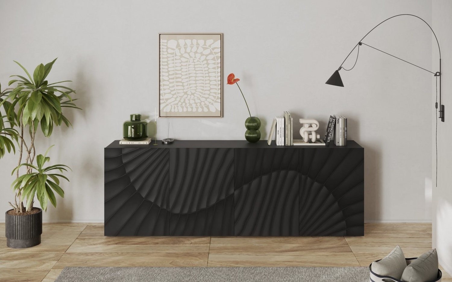 INOSIGN Sideboard Snake Breite 241 cm, moderne Kommode mit 4 Türen, Anrichte mit viel Stauraum, Front mit besonderem Siebdruck Bild 1