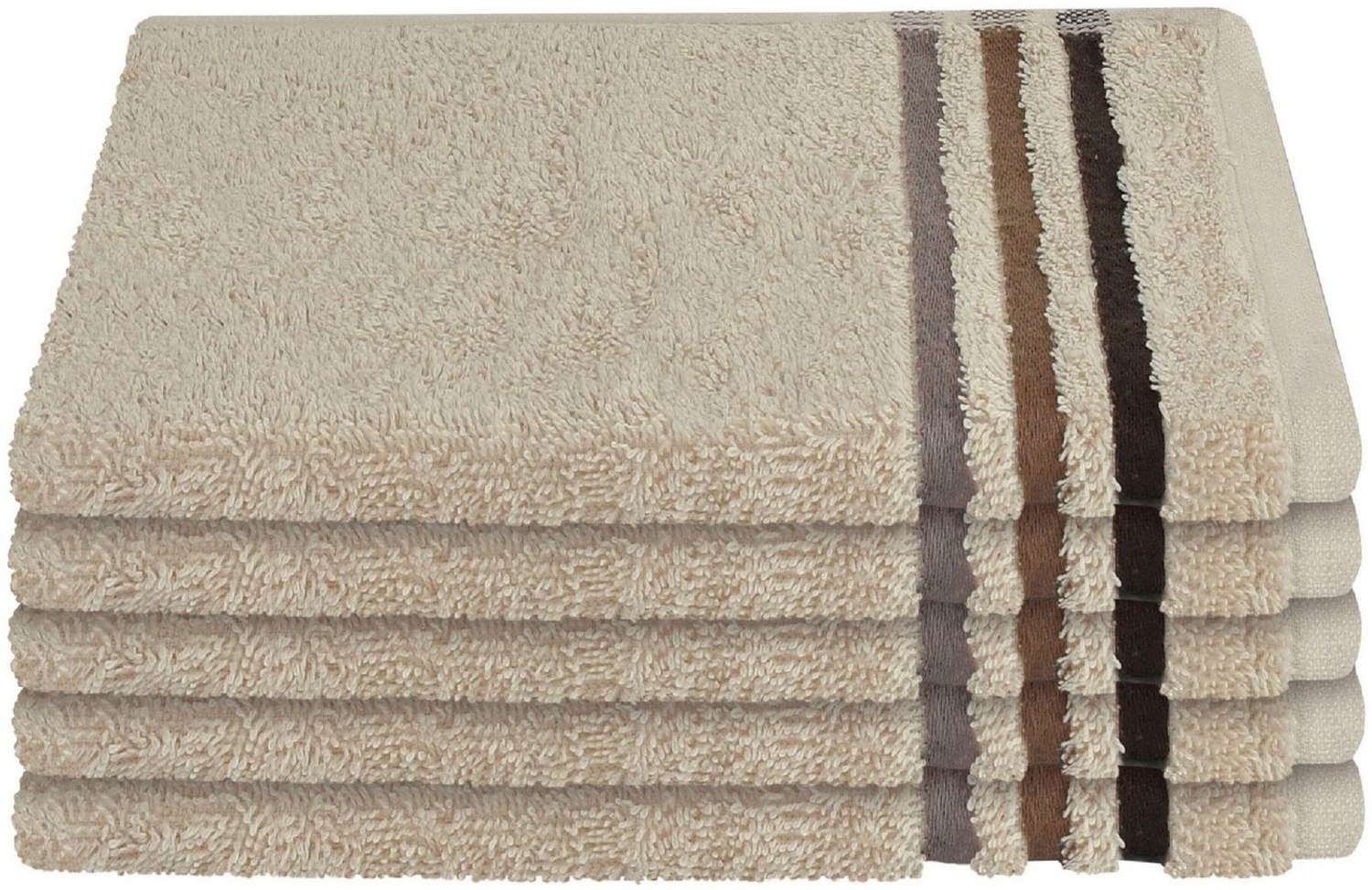 Schiesser Gästehandtuch Skyline, 5er Set, mit Webbordüre, 100% Baumwolle Beige Bild 1