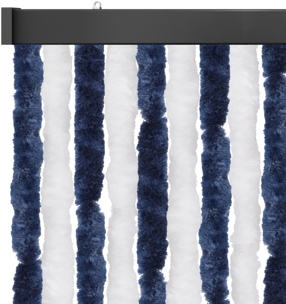 Flauschvorhang 140x200 Unistreifen dunkelblau - weiß Bild 1