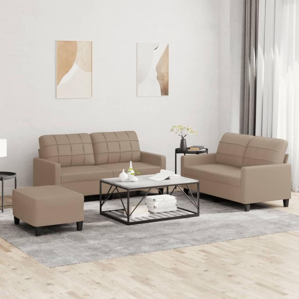 vidaXL 3-tlg. Sofagarnitur mit Kissen Cappuccino-Braun Kunstleder 3201367 Bild 1