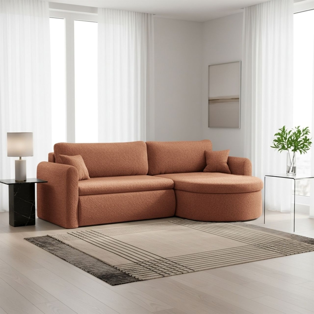 Ecksofa Schlafsofa FELIZ Stoff Quelle Rostbraun Ottomane Rechts Bild 1