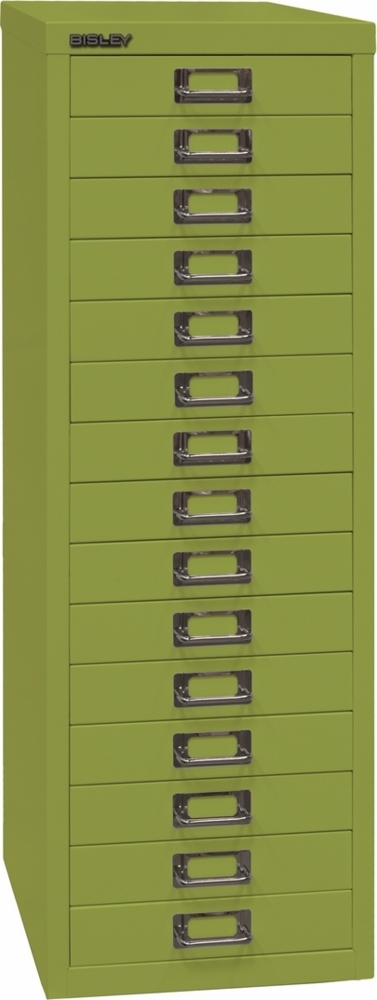 Bisley Multidrawer Schubladenschrank aus Metall mit 15 Schubladen DIN A4 ohne Sockel - Farbe: Grün, L3915-604 Bild 1