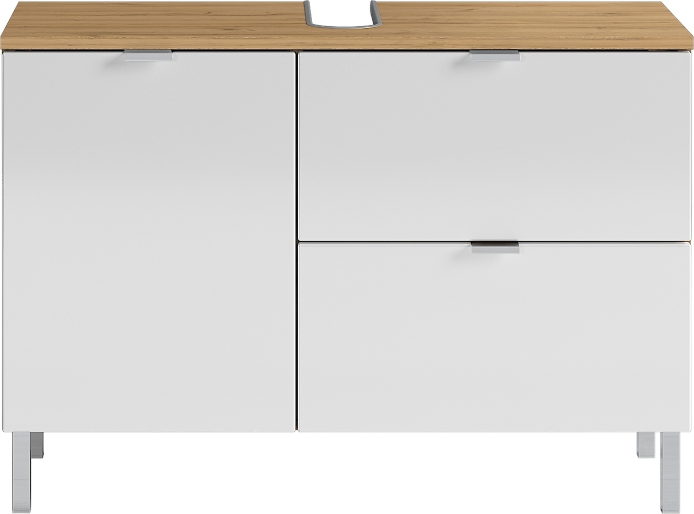 Germania WB-Unterschrank 8530-552 GW-MAURESA in grandson-Eiche-Nachbildung/weiß, Fronten in Hochglanz, ein Schubkasten, Oberboden mit Aussparung für Siphon, 80 x 56 x 34 cm (BxHxT) Bild 1