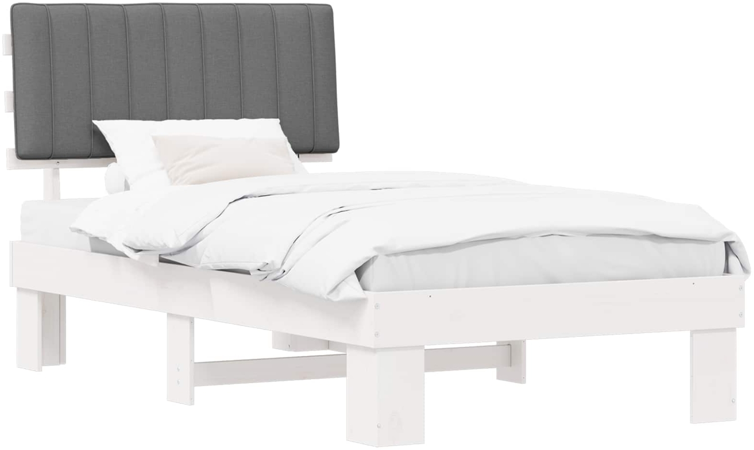 vidaXL Bettgestell mit gepolstertem Kopfteil Hellgrau 100x200 cm 877513 Bild 1