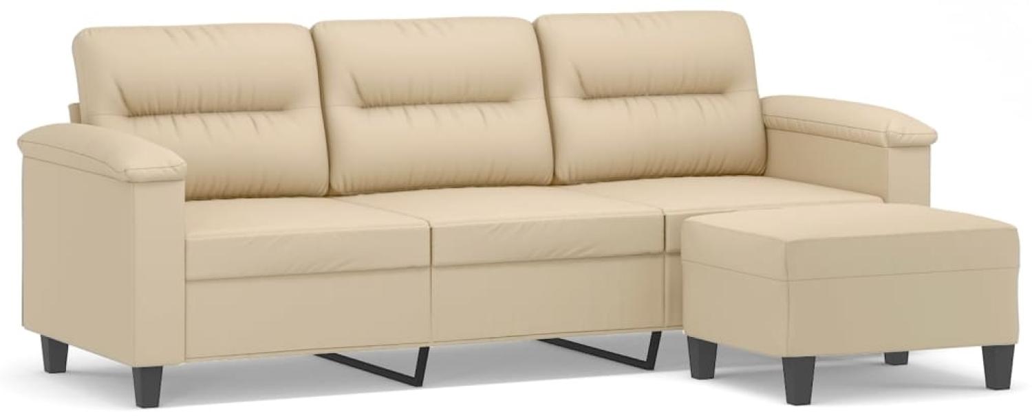 vidaXL 3-Sitzer-Sofa mit Hocker Creme 180 cm Mikrofasergewebe 3201235 Bild 1