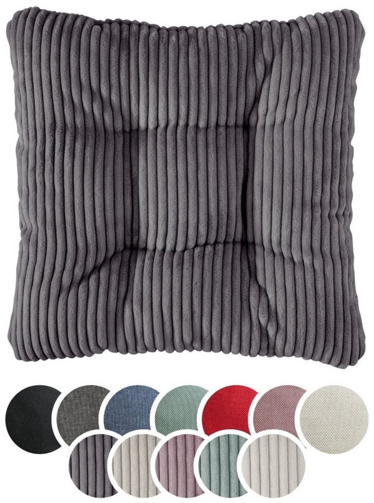sleepling Sitzkissen in Cord-Optik, Stuhlkissen, Zierkissen, Dekokissen, aus weichem Möbelstoff, abriebfest, anschmiegsam, wendbar, 38 x 38 cm Bild 1