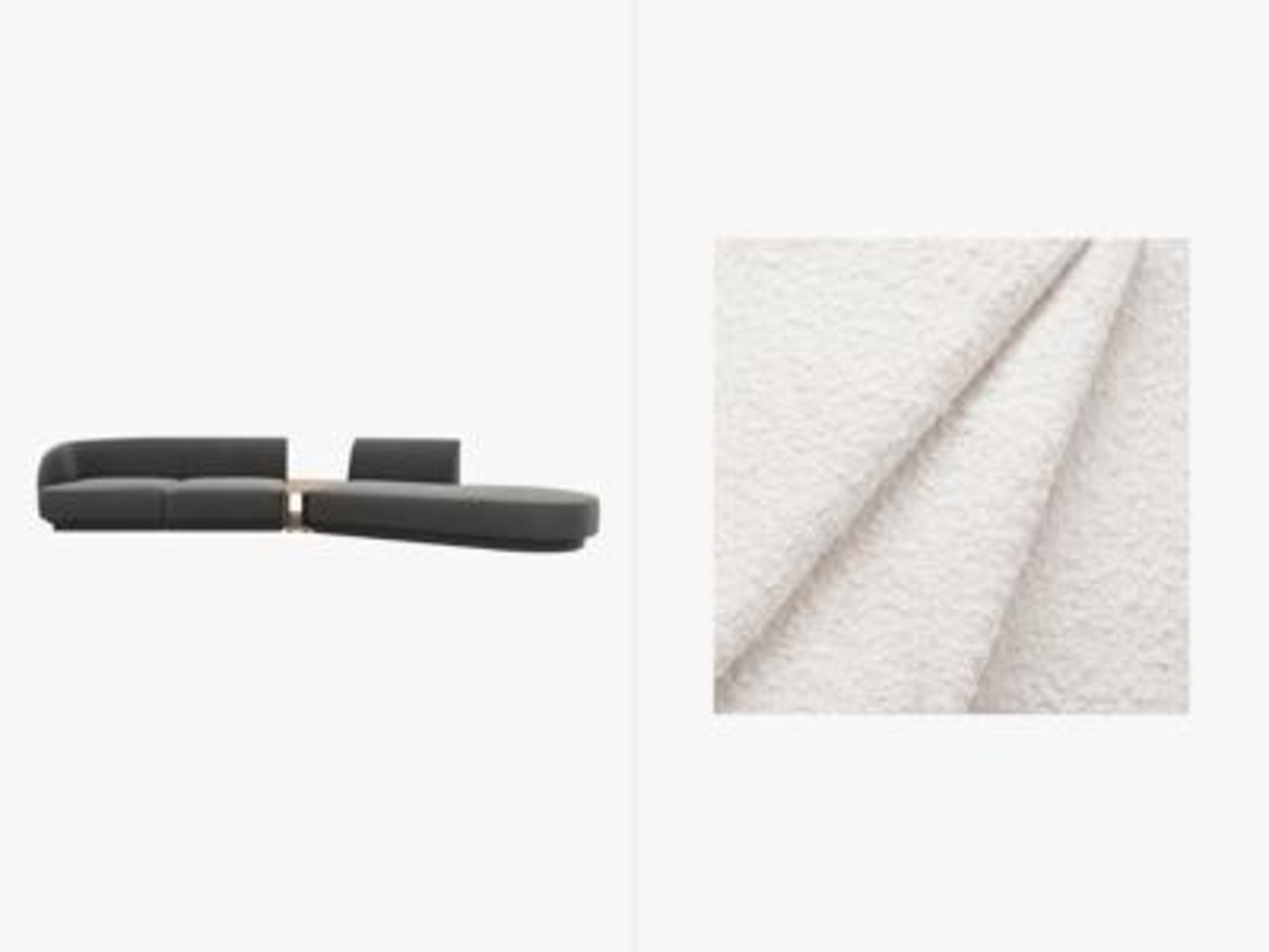Micadoni Modulares Sofa Links Miley 4-Sitzer mit 1 Armlehne Rechts Boucle Weiß Bild 1
