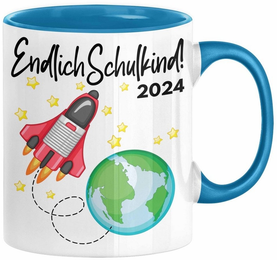 Trendation Tasse Trendation - Endlich Schulkind 2024 Einschulung Junge Mädchen Geschenk Bild 1