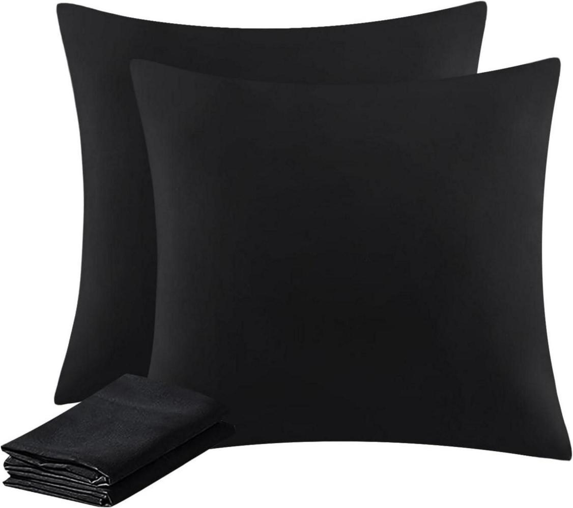 Kissenbezug 80x80 Schwarz 2er Set Mikrofaser Reißverschluss Soft 80x80cm Bild 1