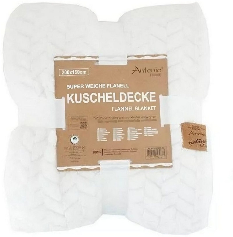 Jacquard Wohndecke » Kuscheldecke 150x200cm » Kuscheldecke glänzend » Couchdecke » Tagesdecke warm und weich - Weiß Bild 1