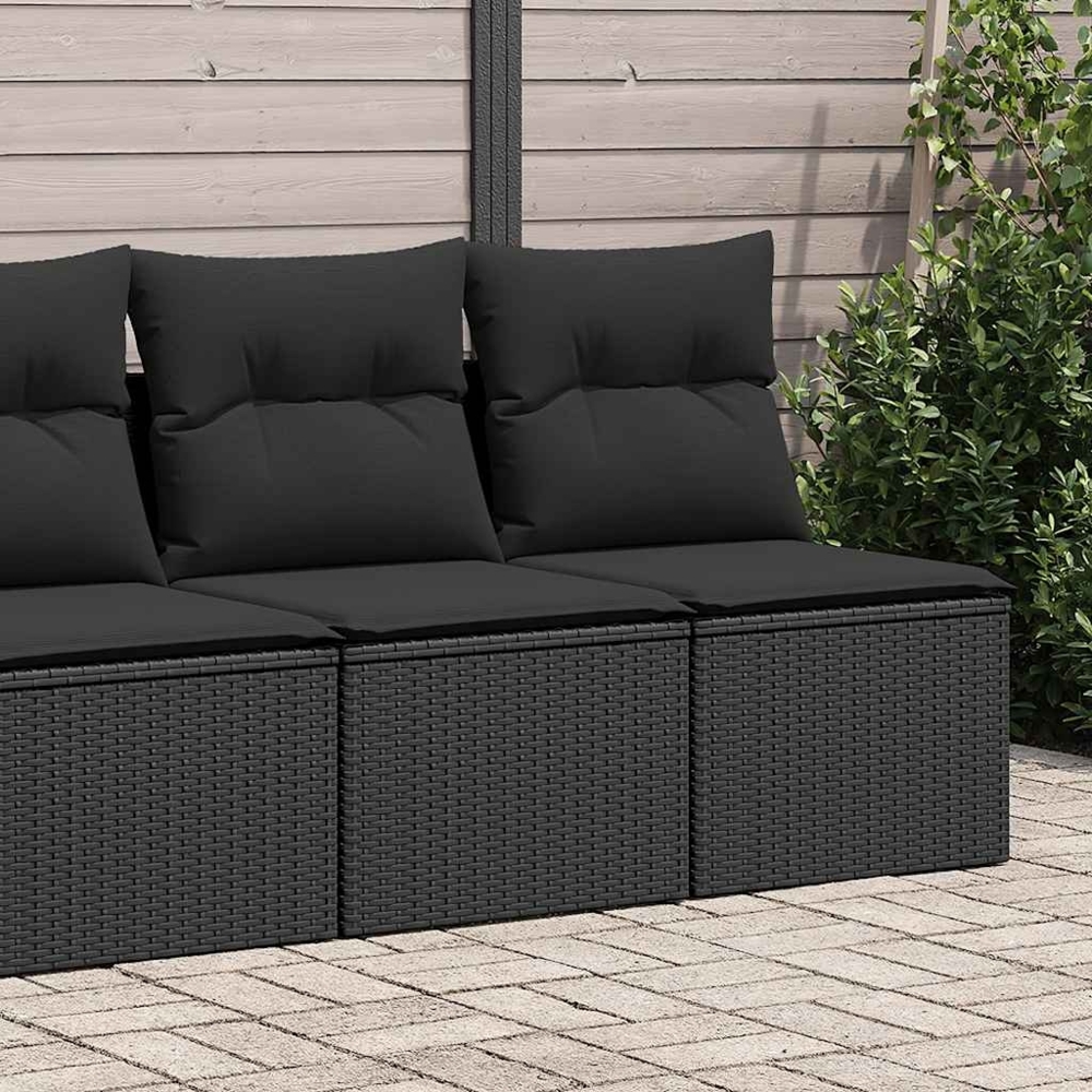 vidaXL 2-tlg. Garten-Sofagarnitur mit Kissen Schwarz Poly Rattan 3325241 Bild 1